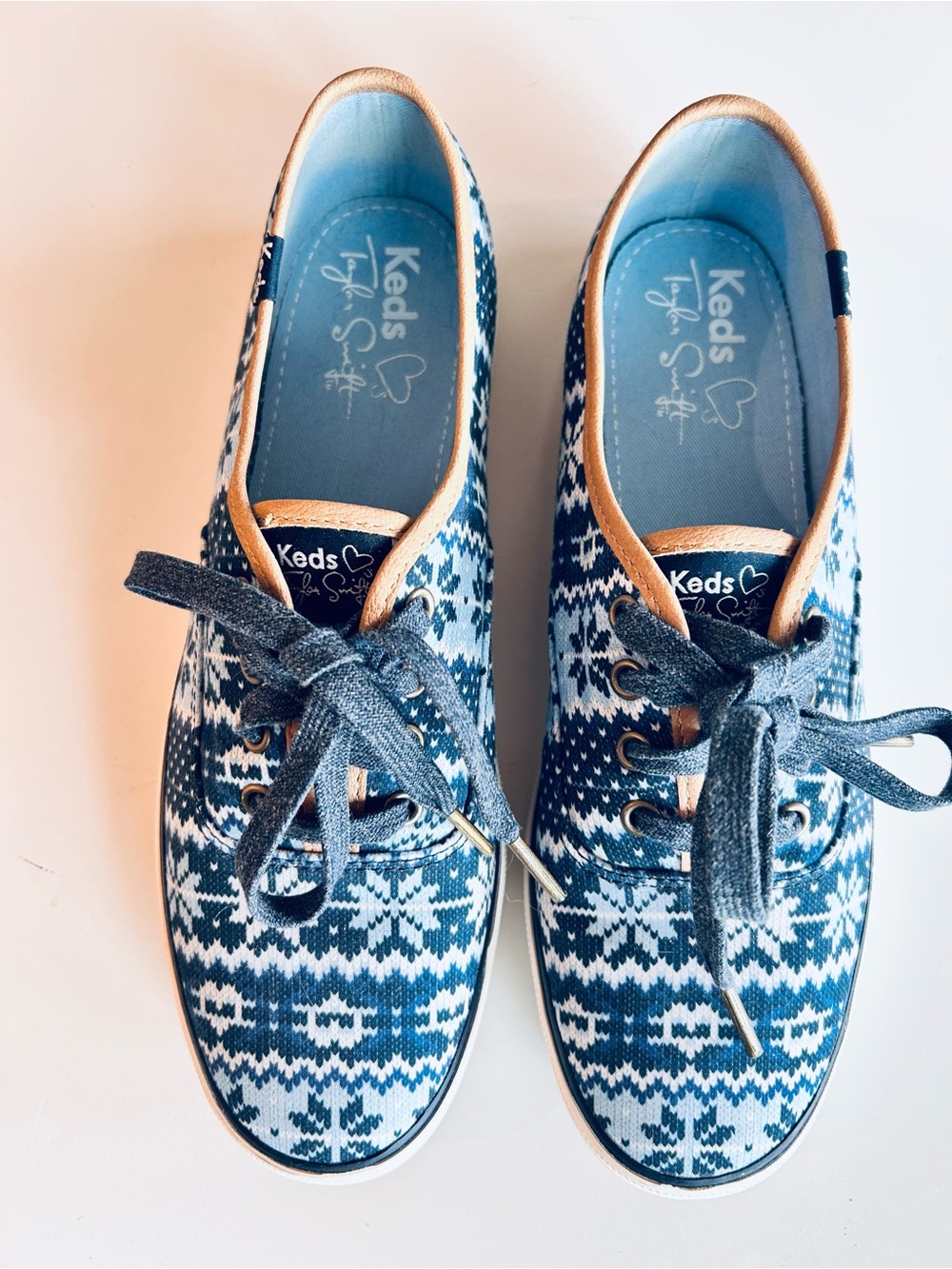 Taylor Swift Keds Blue Winter Sweater Pattern - Size US 8.5